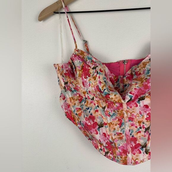 More To Come Melinda Pink Floral Drape Bustier Top Women’s Sz M - Picture 4 of 8